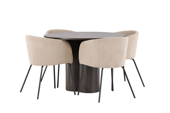 Venture Home OliviaDiningTable-Mocca/MoccaVeneer+BeritChair-Black/BeigeFabric(Polyesterlinen)_4