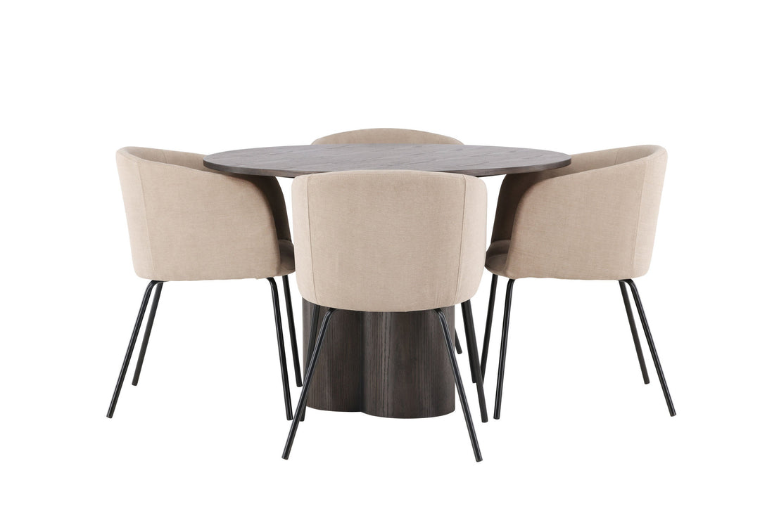 Venture Home OliviaDiningTable-Mocca/MoccaVeneer+BeritChair-Black/BeigeFabric(Polyesterlinen)_4