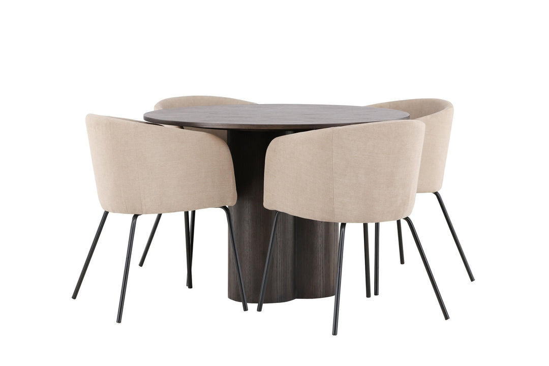 Venture Home OliviaDiningTable-Mocca/MoccaVeneer+BeritChair-Black/BeigeFabric(Polyesterlinen)_4