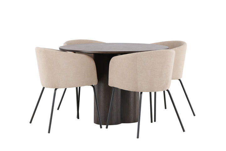 Venture Home OliviaDiningTable-Mocca/MoccaVeneer+BeritChair-Black/BeigeFabric(Polyesterlinen)_4