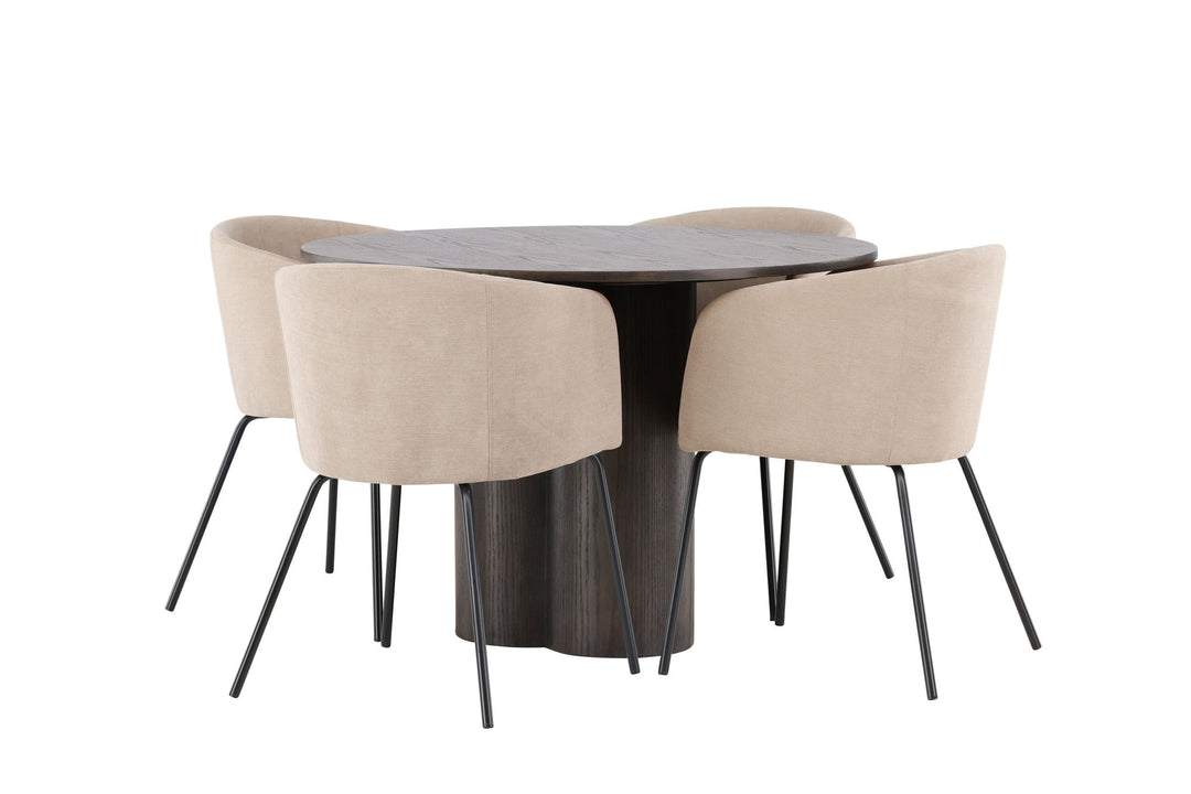 Venture Home OliviaDiningTable-Mocca/MoccaVeneer+BeritChair-Black/BeigeFabric(Polyesterlinen)_4