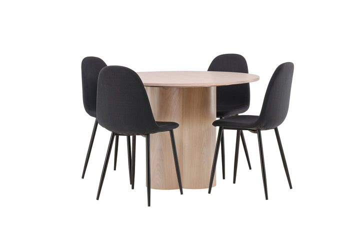 Venture Home OliviaDiningTable-WhiteWashVeneer+PolarDiningChair-BlackLegs-BlackFabric_4