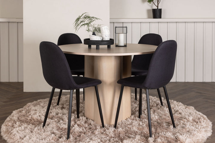 Venture Home OliviaDiningTable-WhiteWashVeneer+PolarDiningChair-BlackLegs-BlackFabric_4