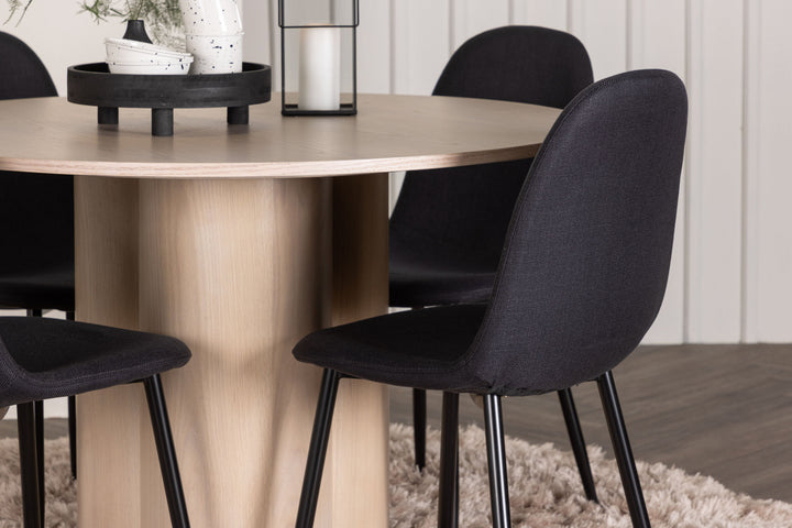 Venture Home OliviaDiningTable-WhiteWashVeneer+PolarDiningChair-BlackLegs-BlackFabric_4