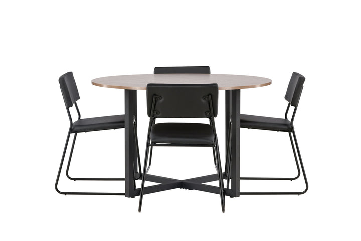 Venture Home Durango Dining Table - Black / Walnut MDF +Kenth Chair - Black / Black PU _4