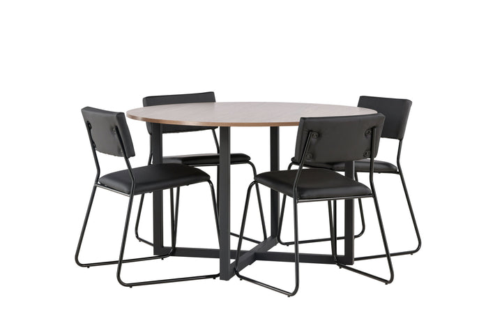 Venture Home Durango Dining Table - Black / Walnut MDF +Kenth Chair - Black / Black PU _4