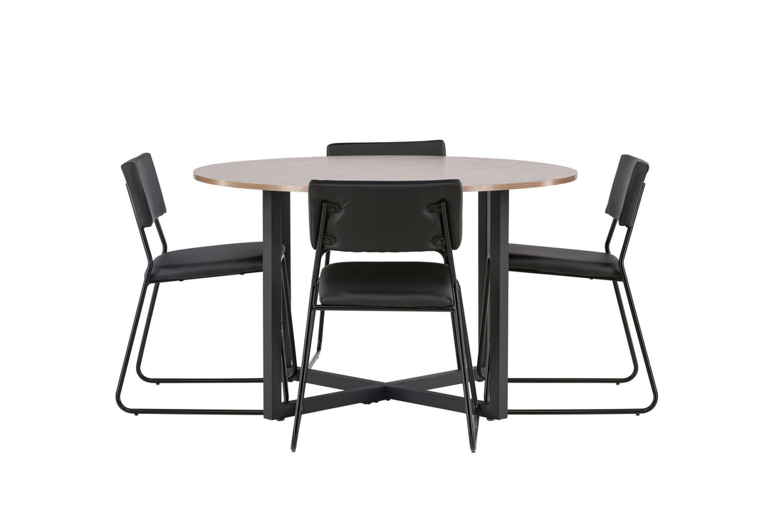 Venture Home Durango Dining Table - Black / Walnut MDF +Kenth Chair - Black / Black PU _4