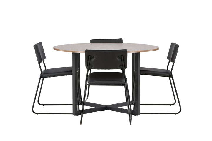 Venture Home Durango Dining Table - Black / Walnut MDF +Kenth Chair - Black / Black PU _4