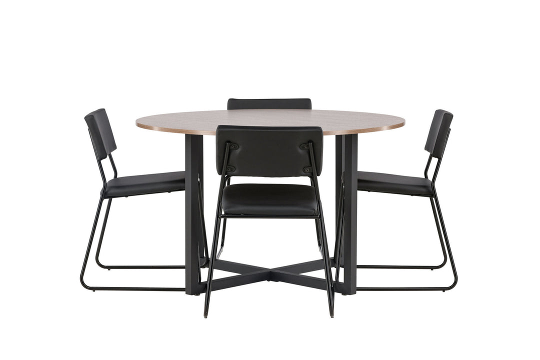 Venture Home Durango Dining Table - Black / Walnut MDF +Kenth Chair - Black / Black PU _4