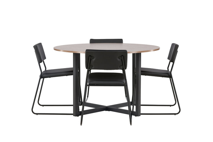 Venture Home Durango Dining Table - Black / Walnut MDF +Kenth Chair - Black / Black PU _4