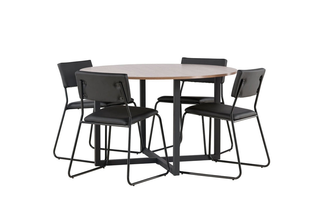 Venture Home Durango Dining Table - Black / Walnut MDF +Kenth Chair - Black / Black PU _4