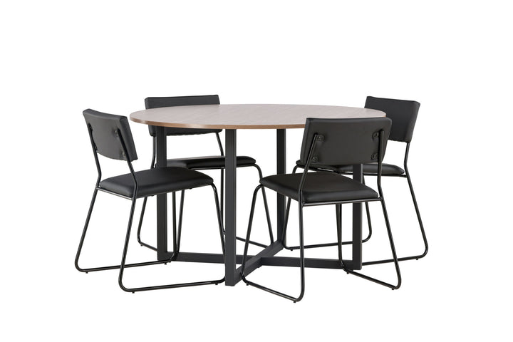 Venture Home Durango Dining Table - Black / Walnut MDF +Kenth Chair - Black / Black PU _4