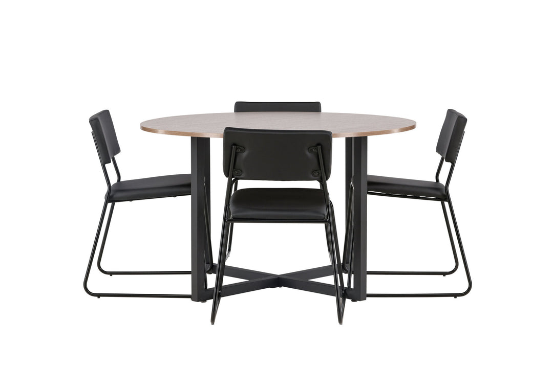 Venture Home Durango Dining Table - Black / Walnut MDF +Kenth Chair - Black / Black PU _4