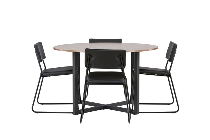 Venture Home Durango Dining Table - Black / Walnut MDF +Kenth Chair - Black / Black PU _4