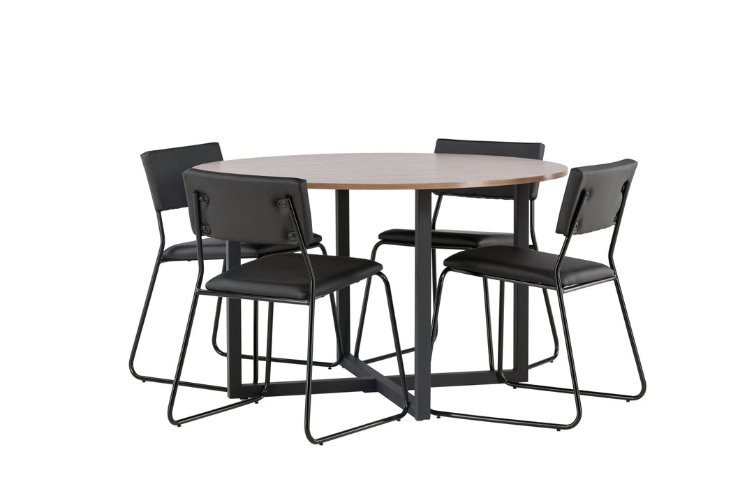 Venture Home Durango Dining Table - Black / Walnut MDF +Kenth Chair - Black / Black PU _4