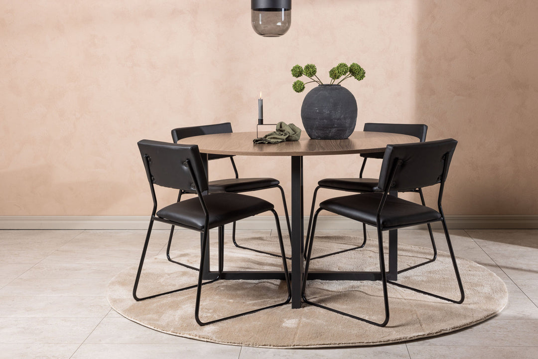 Venture Home Durango Dining Table - Black / Walnut MDF +Kenth Chair - Black / Black PU _4
