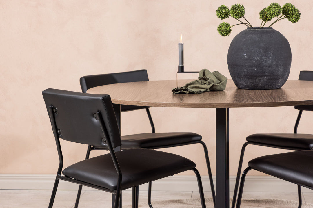 Venture Home Durango Dining Table - Black / Walnut MDF +Kenth Chair - Black / Black PU _4
