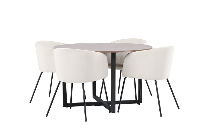 Venture Home Durango Dining Table - Black / Walnut MDF +Berit Chair - Black / Beige Velvet _4