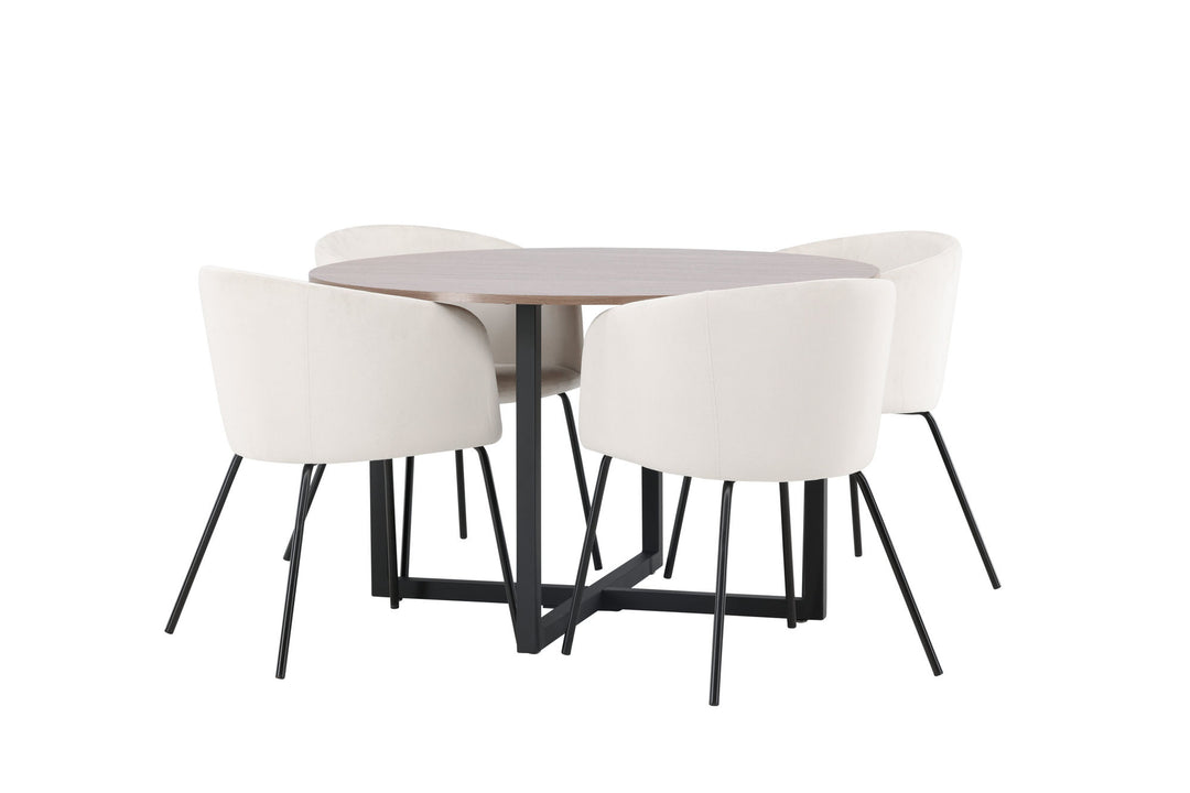 Venture Home Durango Dining Table - Black / Walnut MDF +Berit Chair - Black / Beige Velvet _4