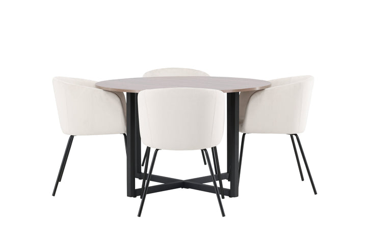 Venture Home Durango Dining Table - Black / Walnut MDF +Berit Chair - Black / Beige Velvet _4