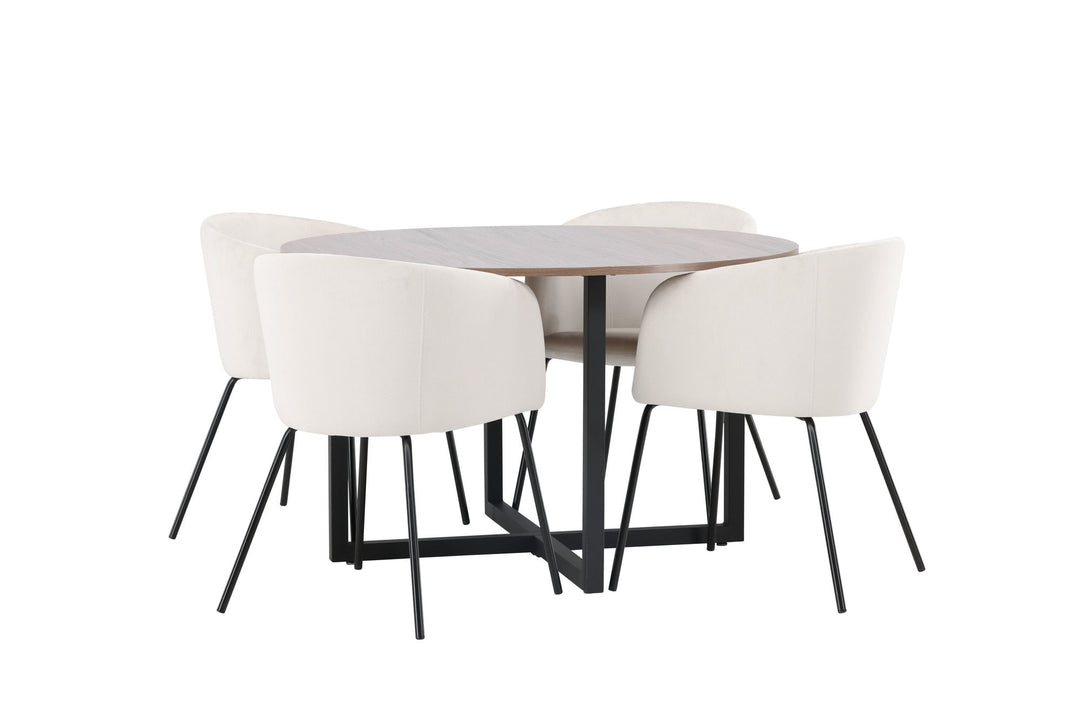 Venture Home Durango Dining Table - Black / Walnut MDF +Berit Chair - Black / Beige Velvet _4