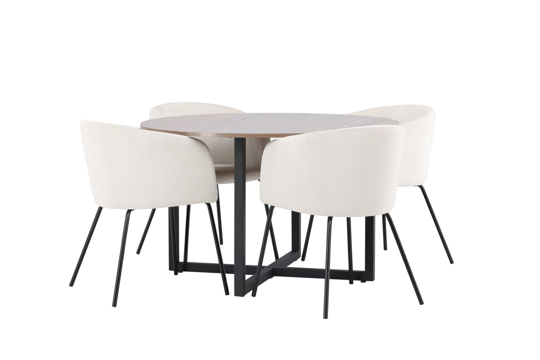 Venture Home Durango Dining Table - Black / Walnut MDF +Berit Chair - Black / Beige Velvet _4