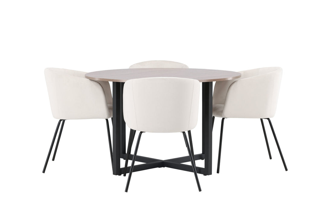 Venture Home Durango Dining Table - Black / Walnut MDF +Berit Chair - Black / Beige Velvet _4