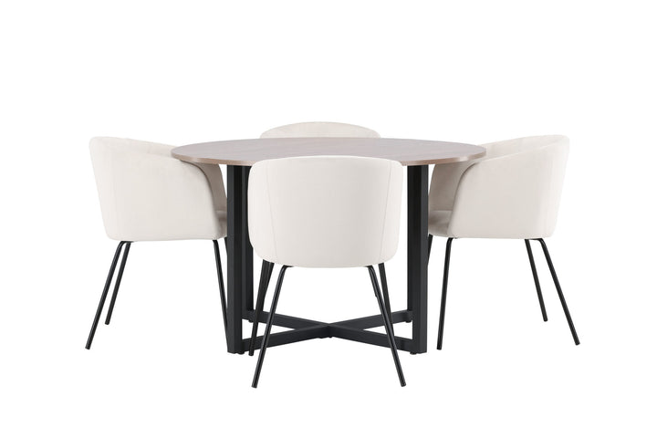 Venture Home Durango Dining Table - Black / Walnut MDF +Berit Chair - Black / Beige Velvet _4