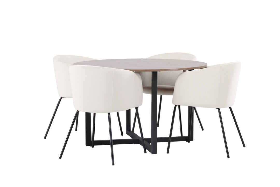 Venture Home Durango Dining Table - Black / Walnut MDF +Berit Chair - Black / Beige Velvet _4