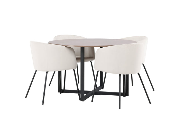 Venture Home Durango Dining Table - Black / Walnut MDF +Berit Chair - Black / Beige Velvet _4