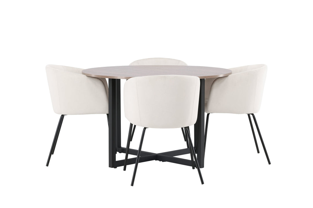 Venture Home Durango Dining Table - Black / Walnut MDF +Berit Chair - Black / Beige Velvet _4