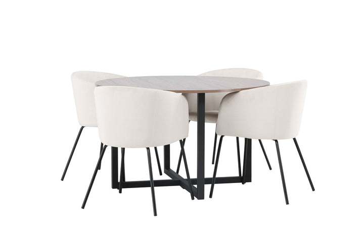 Venture Home Durango Dining Table - Black / Walnut MDF +Berit Chair - Black / Beige Velvet _4