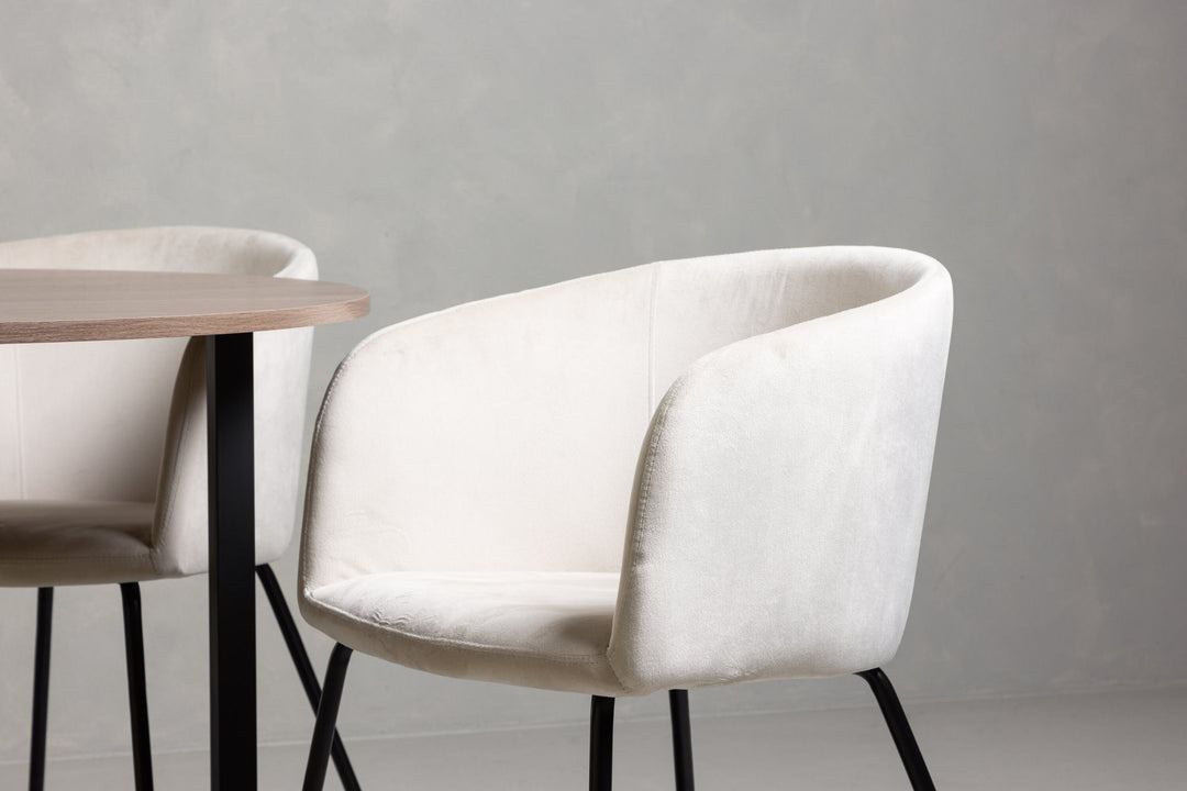 Venture Home Durango Dining Table - Black / Walnut MDF +Berit Chair - Black / Beige Velvet _4