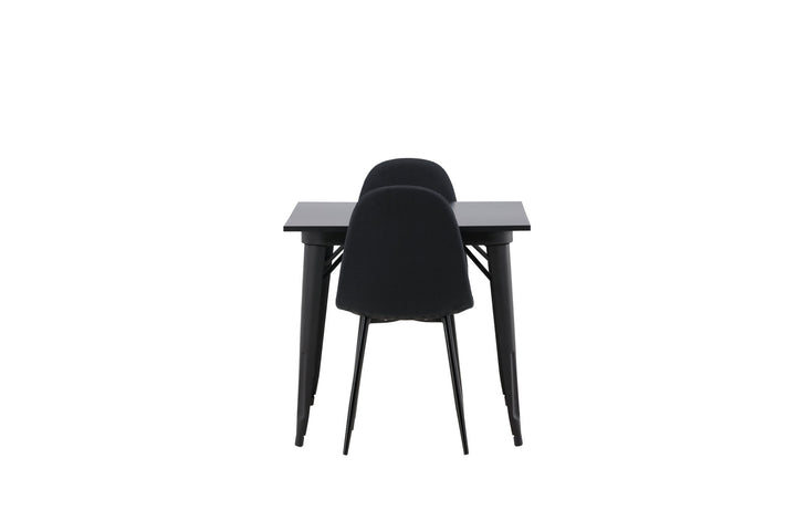 Venture Home Tempe Dining Table - Black / Black MDF +Polar Dining Chair - Black Legs - Black Fabric _2