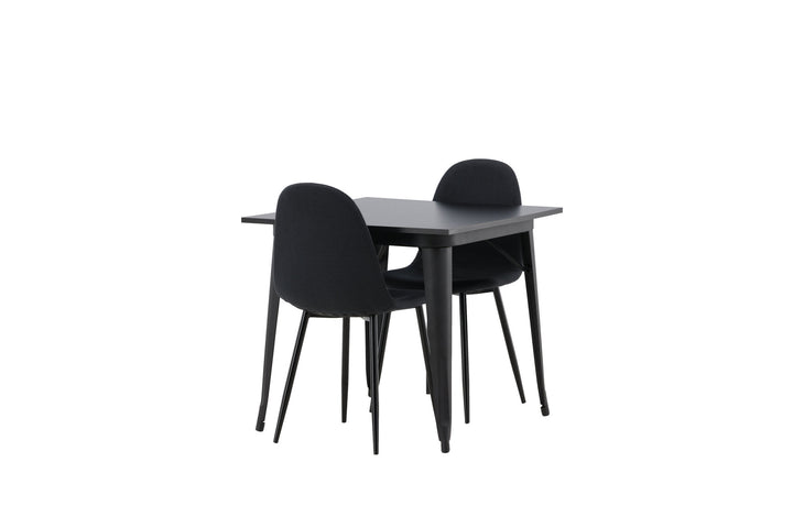 Venture Home Tempe Dining Table - Black / Black MDF +Polar Dining Chair - Black Legs - Black Fabric _2