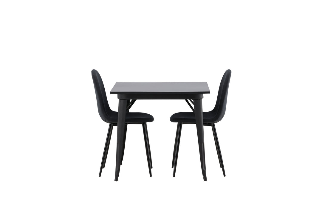 Venture Home Tempe Dining Table - Black / Black MDF +Polar Dining Chair - Black Legs - Black Fabric _2