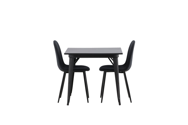Venture Home Tempe Dining Table - Black / Black MDF +Polar Dining Chair - Black Legs - Black Fabric _2