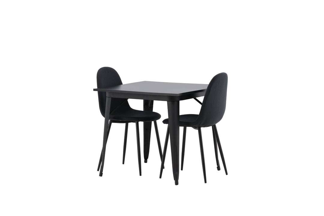 Venture Home Tempe Dining Table - Black / Black MDF +Polar Dining Chair - Black Legs - Black Fabric _2