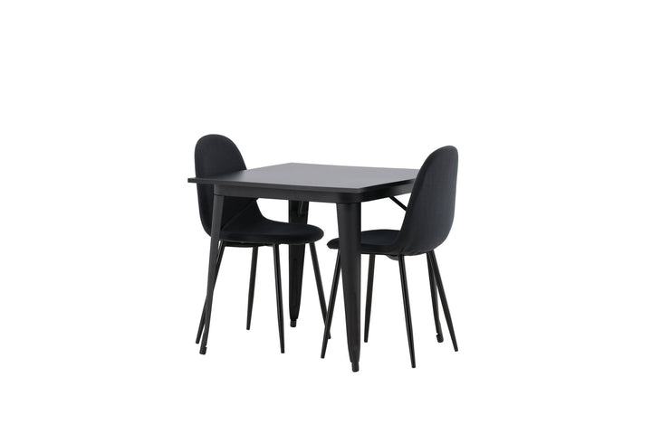 Venture Home Tempe Dining Table - Black / Black MDF +Polar Dining Chair - Black Legs - Black Fabric _2