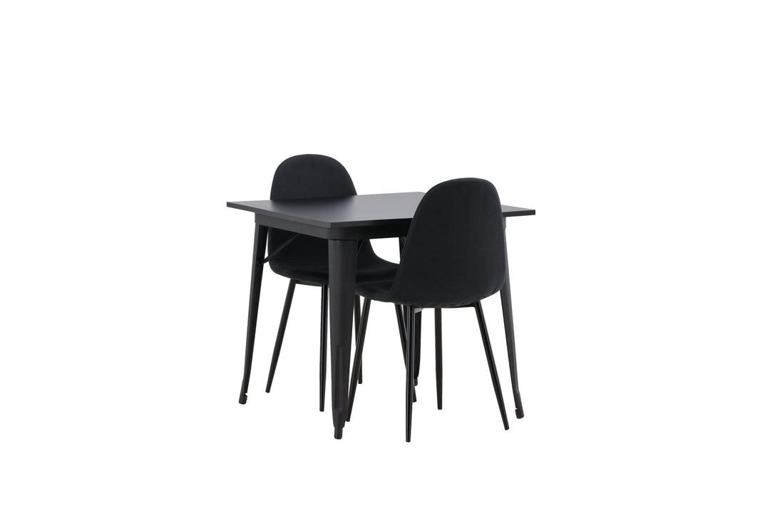 Venture Home Tempe Dining Table - Black / Black MDF +Polar Dining Chair - Black Legs - Black Fabric _2