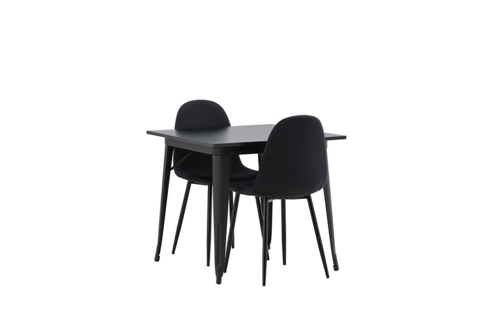 Venture Home Tempe Dining Table - Black / Black MDF +Polar Dining Chair - Black Legs - Black Fabric _2