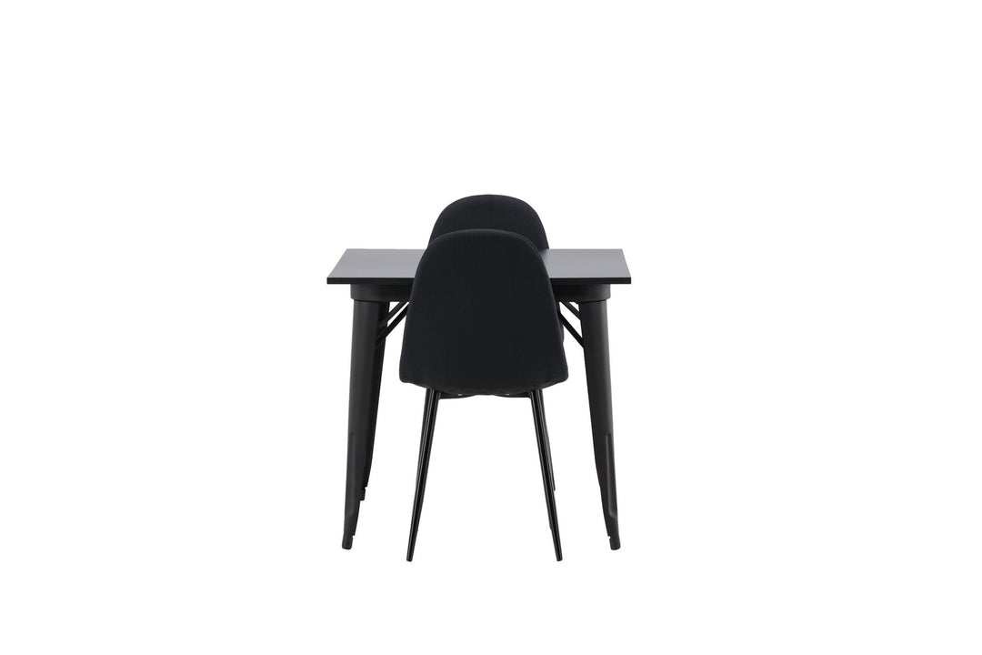 Venture Home Tempe Dining Table - Black / Black MDF +Polar Dining Chair - Black Legs - Black Fabric _2