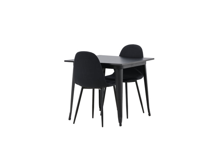 Venture Home Tempe Dining Table - Black / Black MDF +Polar Dining Chair - Black Legs - Black Fabric _2