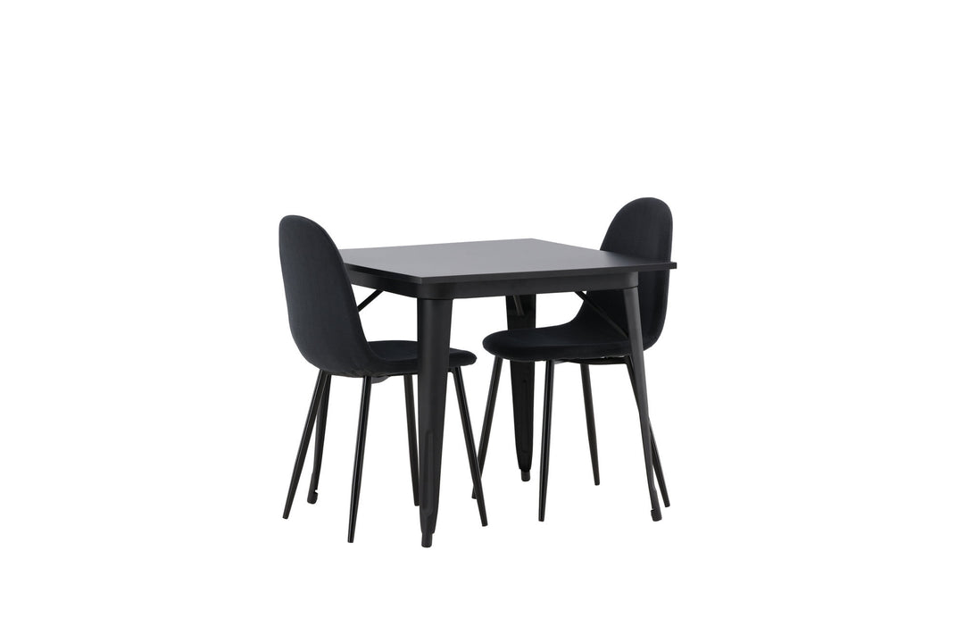 Venture Home Tempe Dining Table - Black / Black MDF +Polar Dining Chair - Black Legs - Black Fabric _2