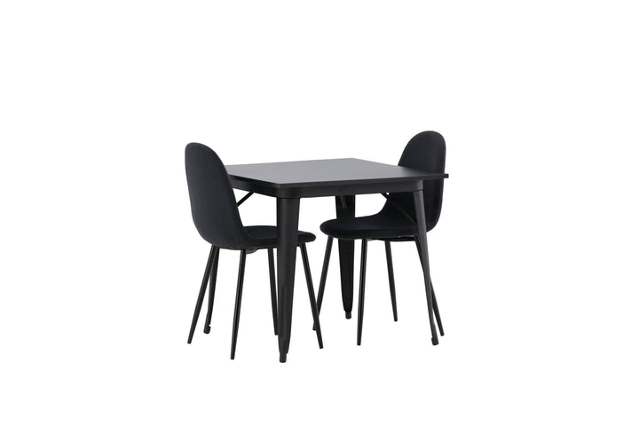 Venture Home Tempe Dining Table - Black / Black MDF +Polar Dining Chair - Black Legs - Black Fabric _2