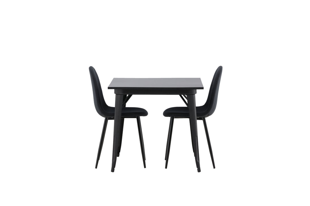 Venture Home Tempe Dining Table - Black / Black MDF +Polar Dining Chair - Black Legs - Black Fabric _2