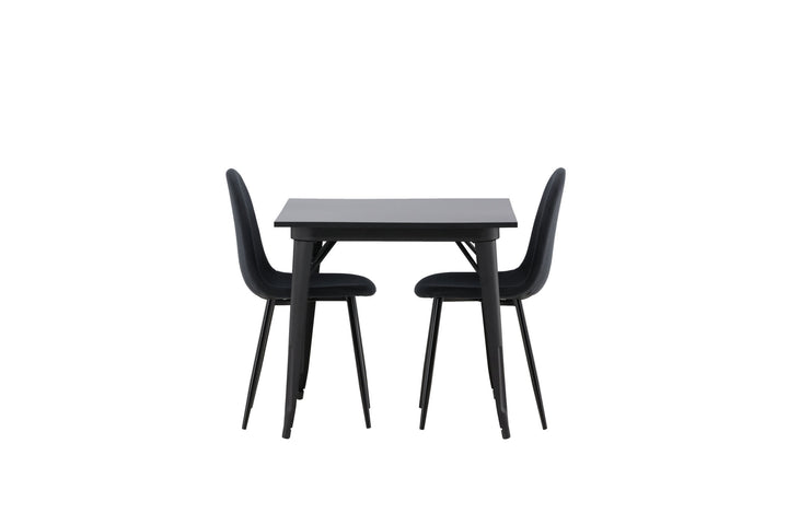 Venture Home Tempe Dining Table - Black / Black MDF +Polar Dining Chair - Black Legs - Black Fabric _2