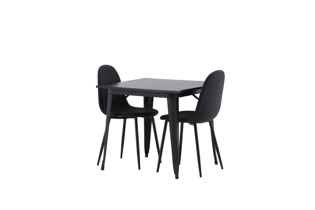 Venture Home Tempe Dining Table - Black / Black MDF +Polar Dining Chair - Black Legs - Black Fabric _2