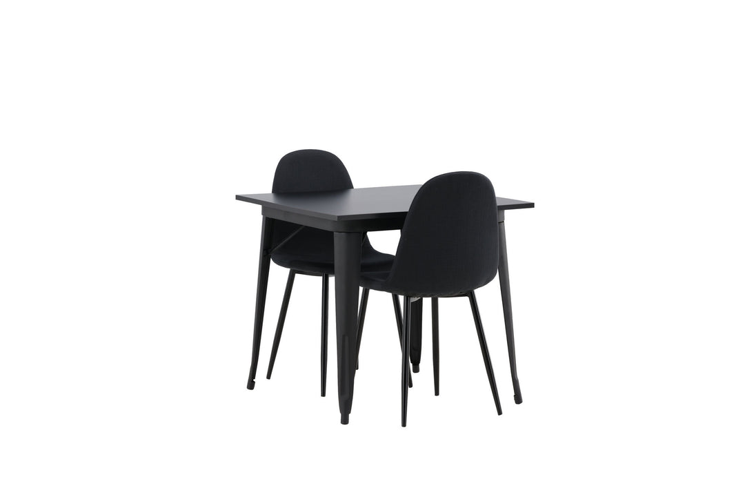 Venture Home Tempe Dining Table - Black / Black MDF +Polar Dining Chair - Black Legs - Black Fabric _2