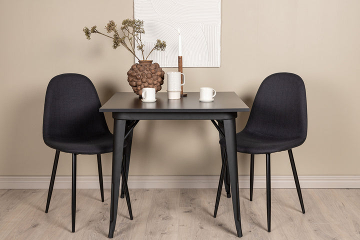 Venture Home Tempe Dining Table - Black / Black MDF +Polar Dining Chair - Black Legs - Black Fabric _2